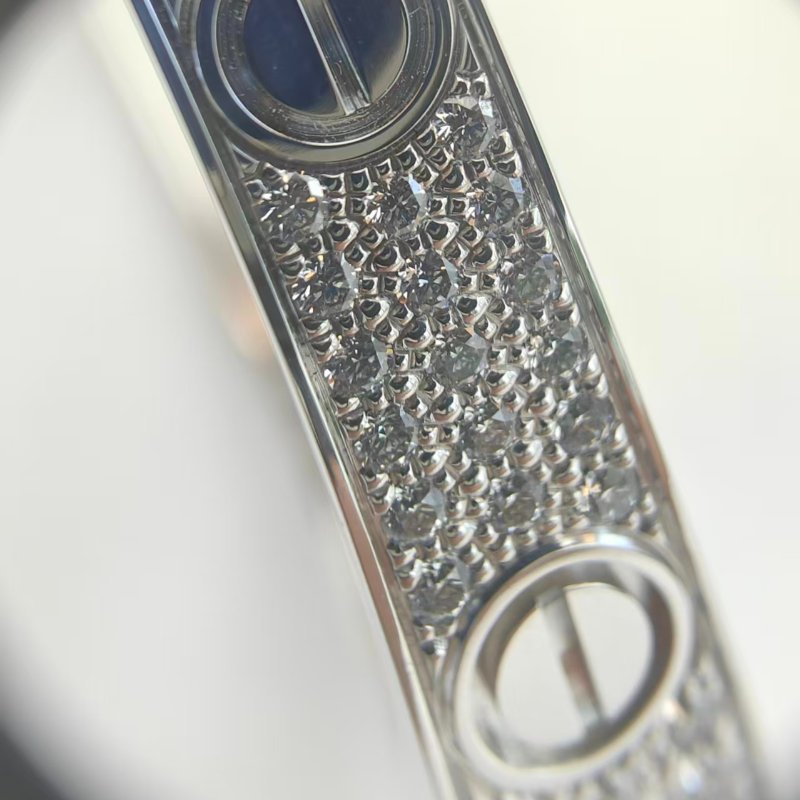 Cartier 卡地亞 love 18K白金 寬版滿天星鑽石手環 Size 17 Bracelet-6