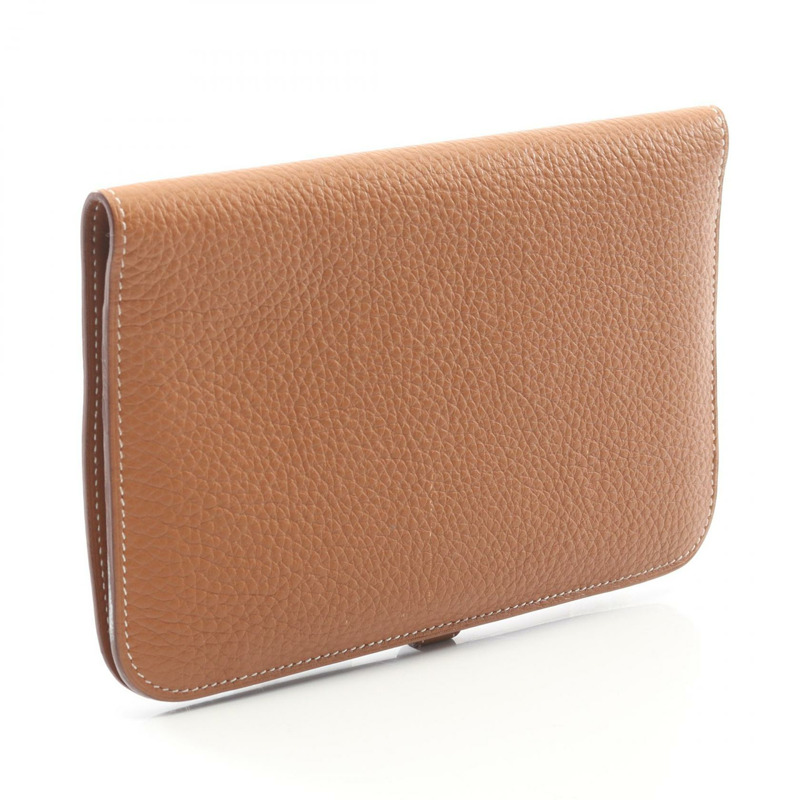 愛馬仕 Dogon GM 雙折皮夾 N Taurillon Clemence 金色二手女士 GHW-1