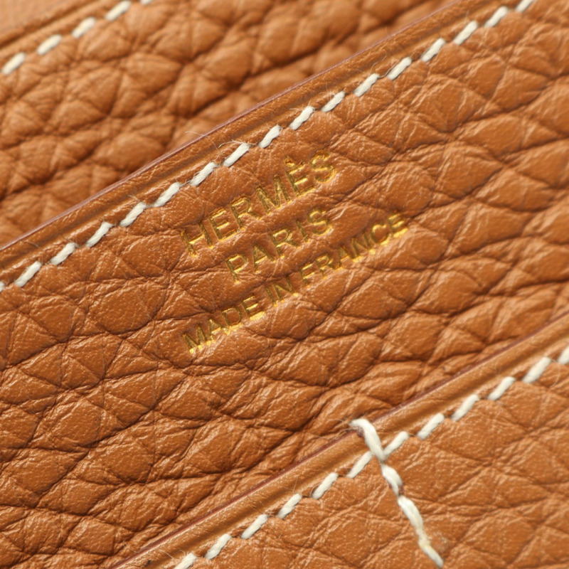 愛馬仕 Dogon GM 雙折皮夾 N Taurillon Clemence 金色二手女士 GHW-3