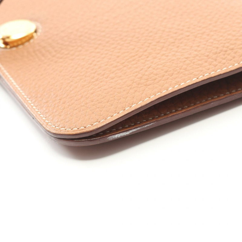 愛馬仕 Dogon GM 雙折皮夾 N Taurillon Clemence 金色二手女士 GHW-9