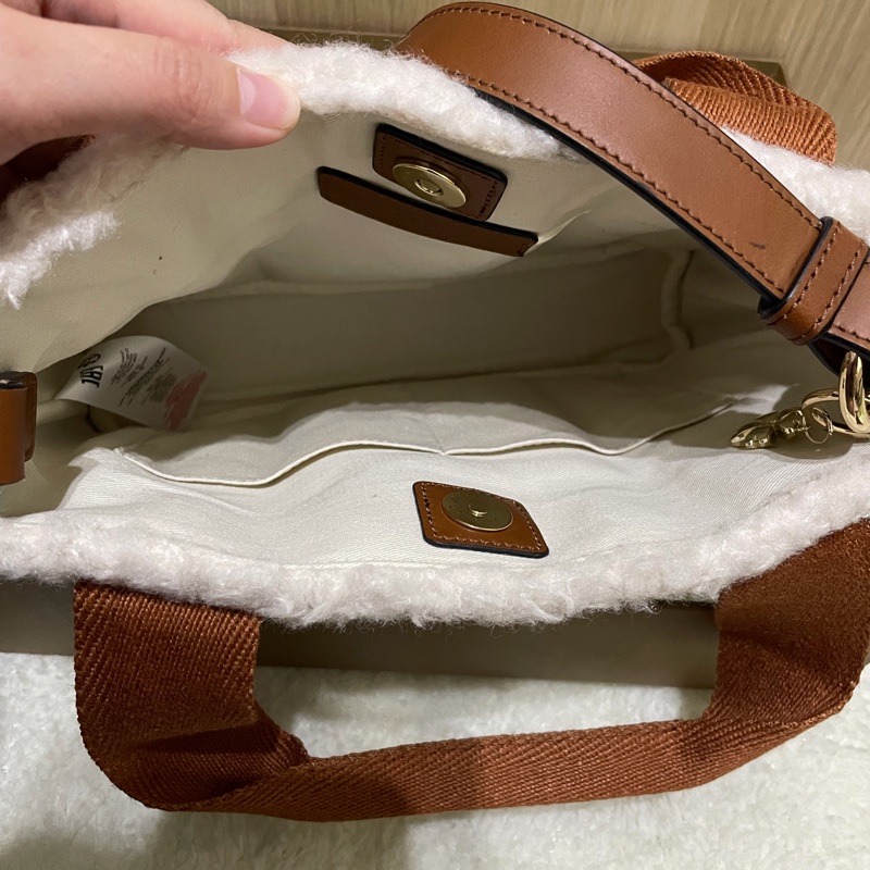 Chloe 經典品牌LOGO泰迪絨毛手提/肩背包(焦糖)-3