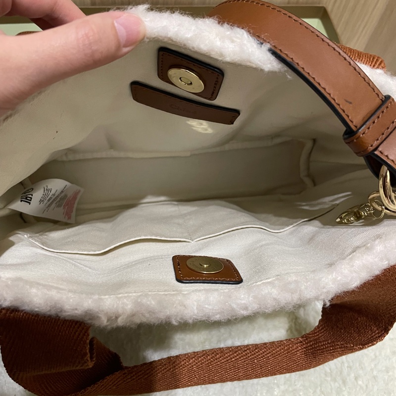 Chloe 經典品牌LOGO泰迪絨毛手提/肩背包(焦糖)-5
