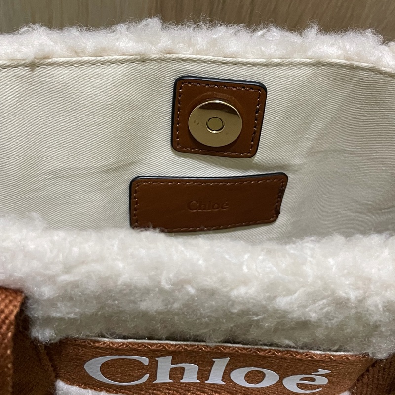 Chloe 經典品牌LOGO泰迪絨毛手提/肩背包(焦糖)-8