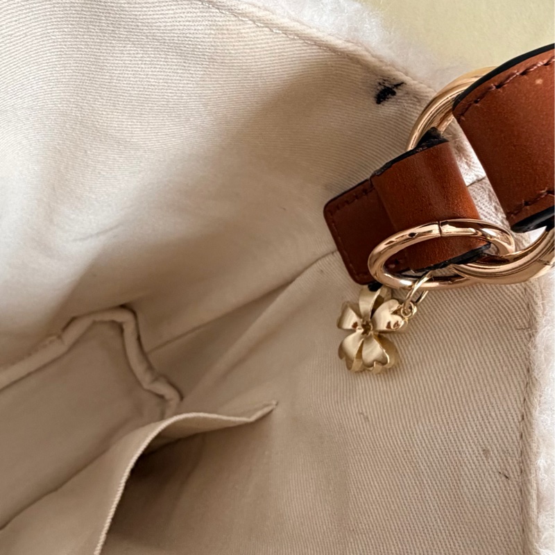 Chloe 經典品牌LOGO泰迪絨毛手提/肩背包(焦糖)-18