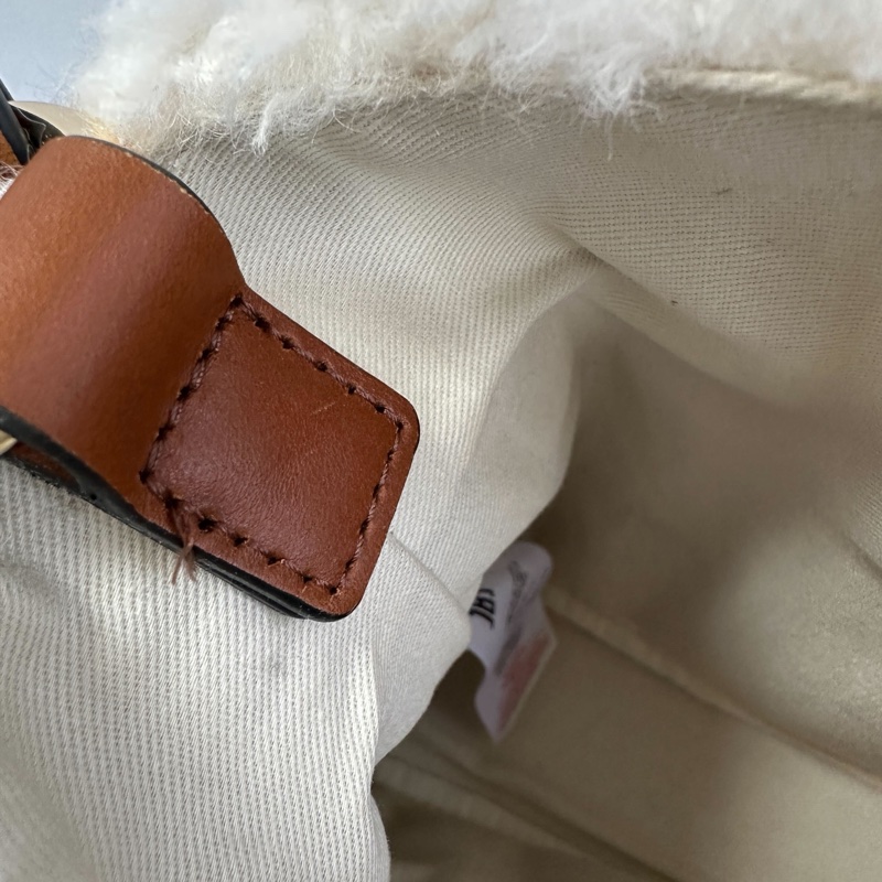 Chloe 經典品牌LOGO泰迪絨毛手提/肩背包(焦糖)-11