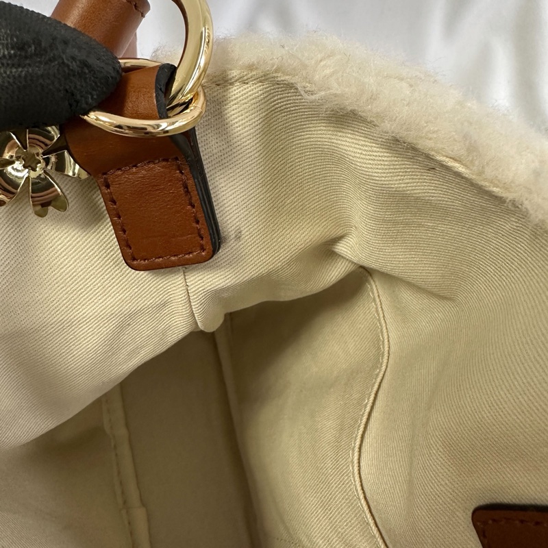 Chloe 經典品牌LOGO泰迪絨毛手提/肩背包(焦糖)-12