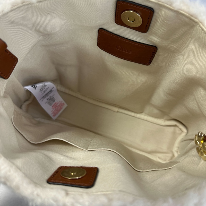 Chloe 經典品牌LOGO泰迪絨毛手提/肩背包(焦糖)-13