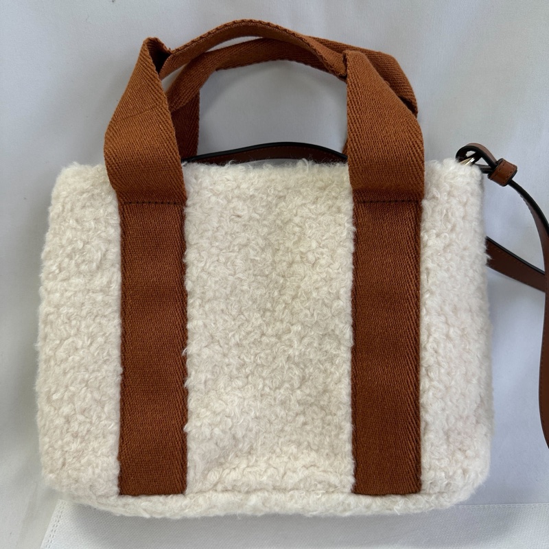 Chloe 經典品牌LOGO泰迪絨毛手提/肩背包(焦糖)-14