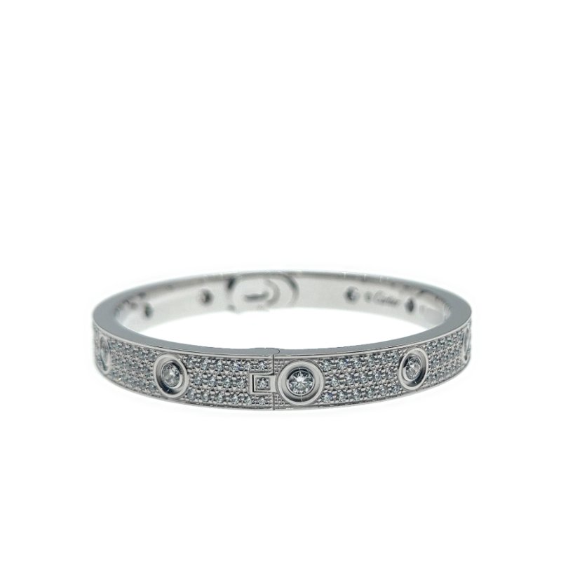 Cartier 卡地亞 love 18K白金 寬版全鑽石手環 Size 17 Bracelet-1