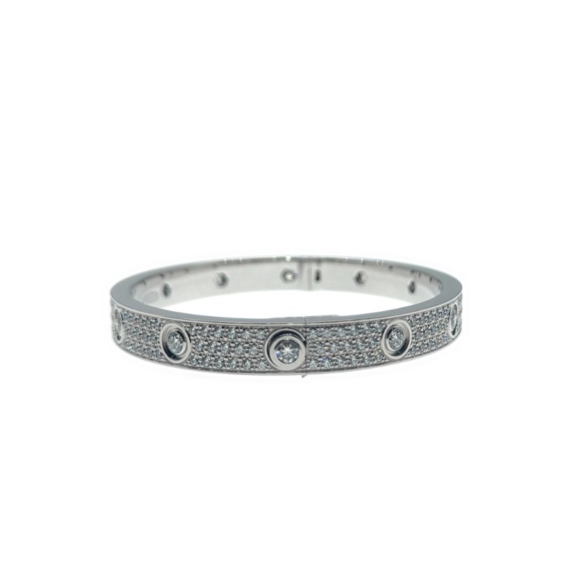 Cartier 卡地亞 love 18K白金 寬版全鑽石手環 Size 17 Bracelet-3