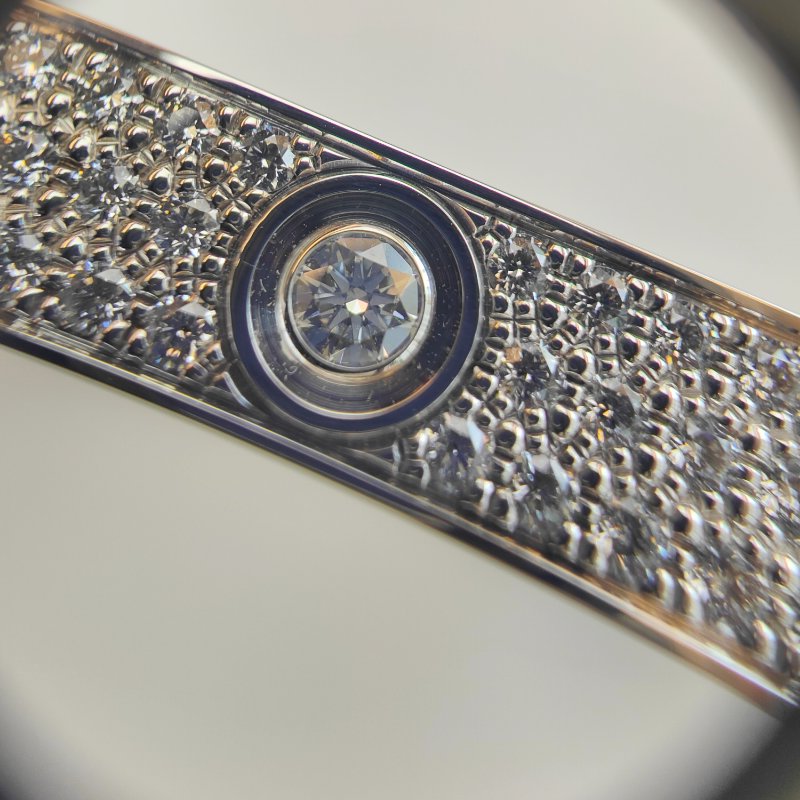 Cartier 卡地亞 love 18K白金 寬版全鑽石手環 Size 17 Bracelet-4