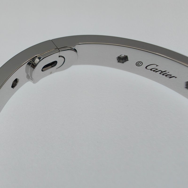 Cartier 卡地亞 love 18K白金 寬版全鑽石手環 Size 17 Bracelet-7