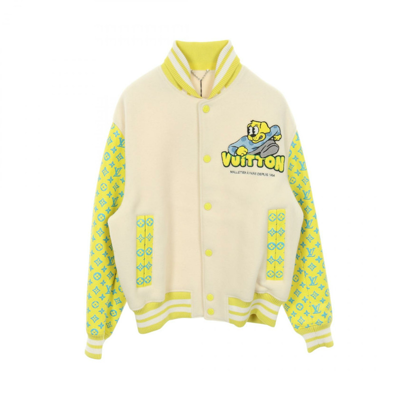 路易威登 Monogram Playground Varsity Blouson 外套 #50 羊毛 白色 二手 LV-0