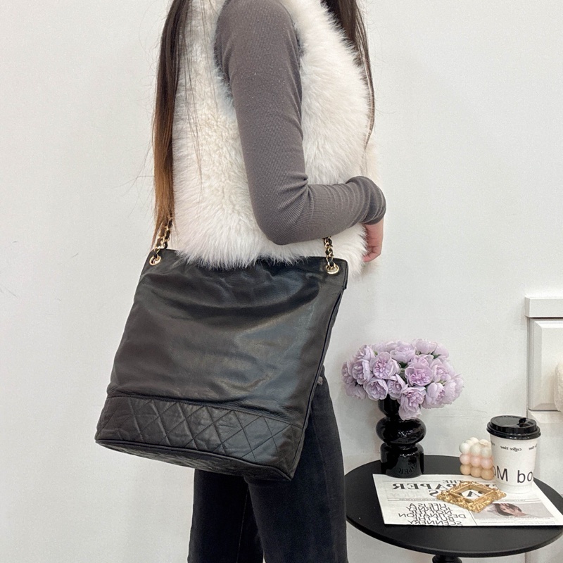 Chanel 小羊皮 鏈條包 vintage 中古 二手 容量大 現貨 出清特價-7