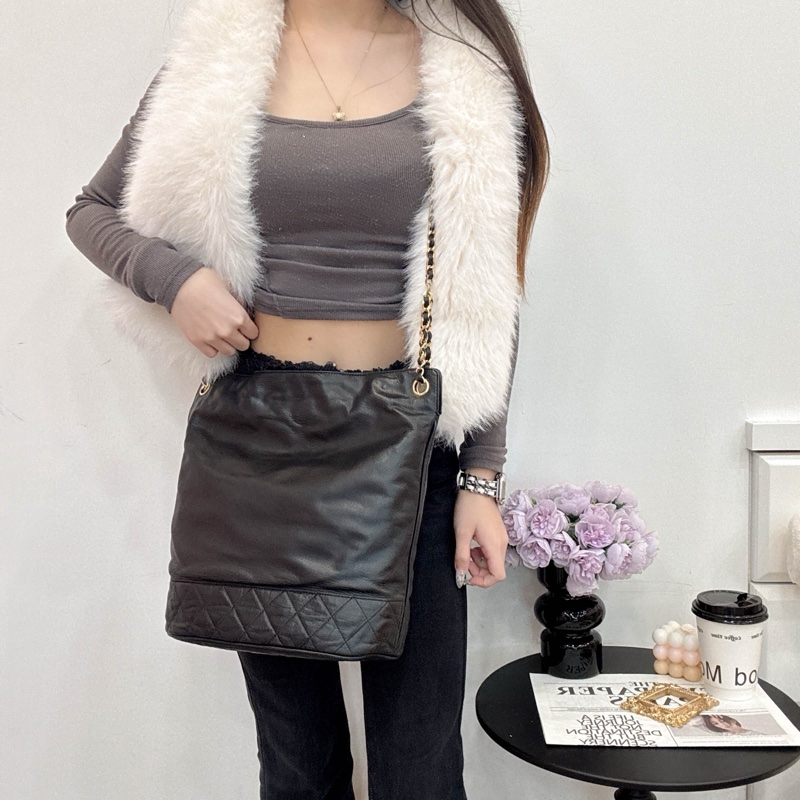 Chanel 小羊皮 鏈條包 vintage 中古 二手 容量大 現貨 出清特價-8