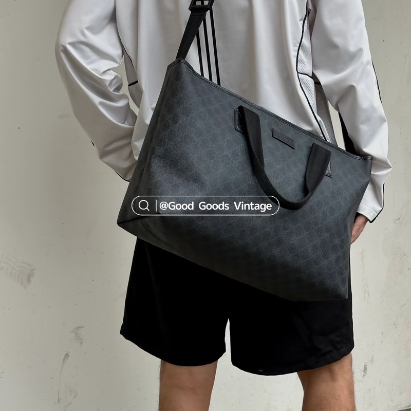 GUCCI pvc GG 壓紋 黑色 托特包 肩背包 斜背包 側背包 登機包 登機袋 購物袋 購物包-2
