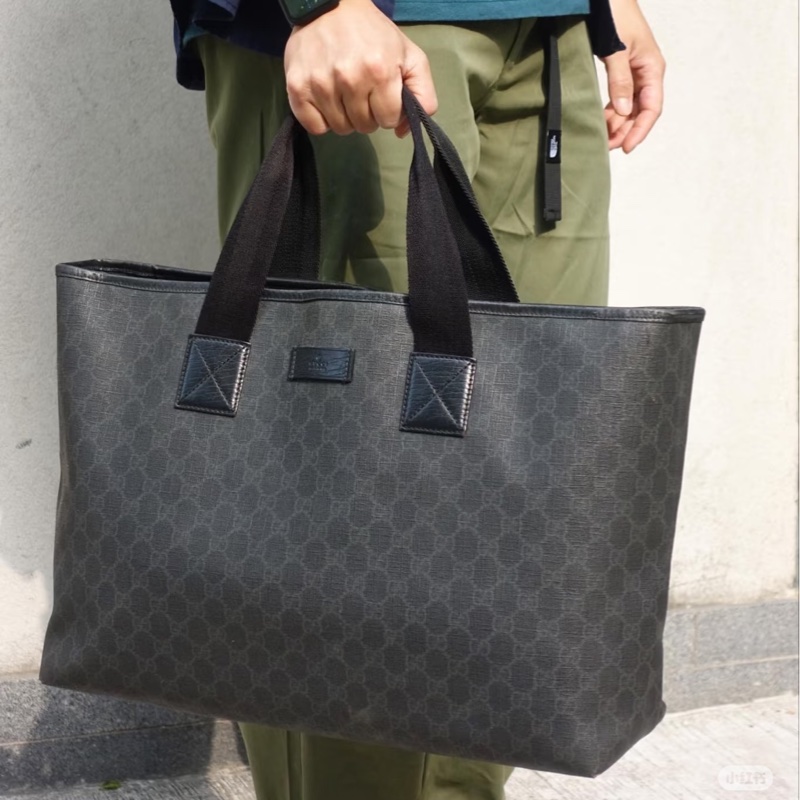 GUCCI pvc GG 壓紋 黑色 托特包 肩背包 斜背包 側背包 登機包 登機袋 購物袋 購物包-3