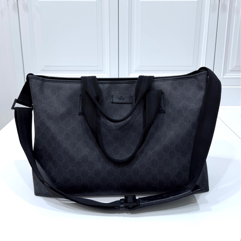 GUCCI pvc GG 壓紋 黑色 托特包 肩背包 斜背包 側背包 登機包 登機袋 購物袋 購物包-6