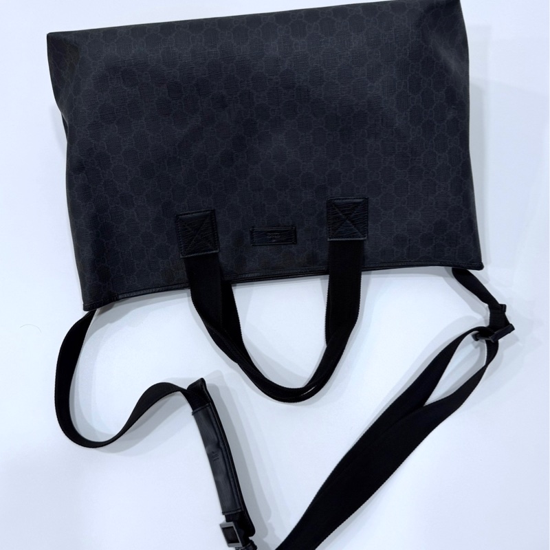 GUCCI pvc GG 壓紋 黑色 托特包 肩背包 斜背包 側背包 登機包 登機袋 購物袋 購物包-9