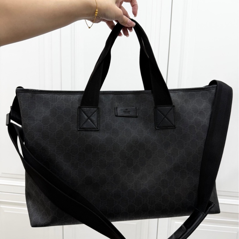 GUCCI pvc GG 壓紋 黑色 托特包 肩背包 斜背包 側背包 登機包 登機袋 購物袋 購物包-17