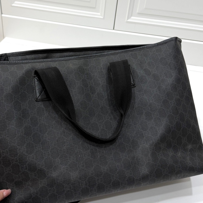 GUCCI pvc GG 壓紋 黑色 托特包 肩背包 斜背包 側背包 登機包 登機袋 購物袋 購物包-31