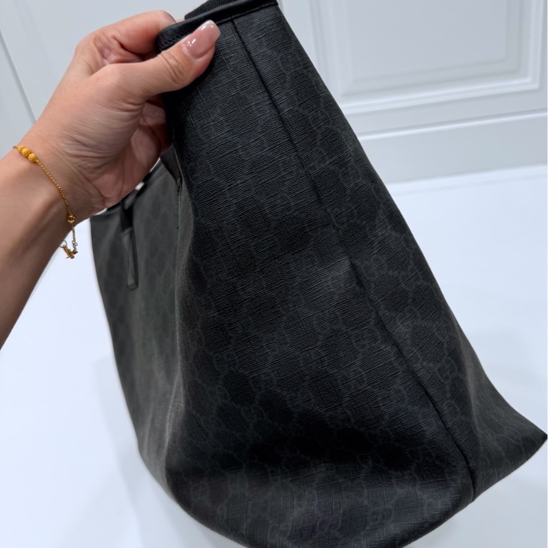 GUCCI pvc GG 壓紋 黑色 托特包 肩背包 斜背包 側背包 登機包 登機袋 購物袋 購物包-33