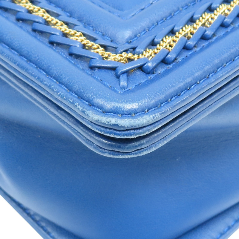 藍色 菱格紋 羊皮 Boy25 金鏈 肩背包【CHANEL 香奈兒】 A67086-10