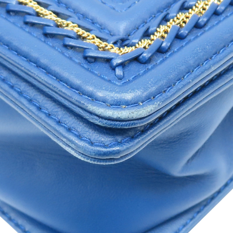 藍色 菱格紋 羊皮 Boy25 金鏈 肩背包【CHANEL 香奈兒】 A67086-11