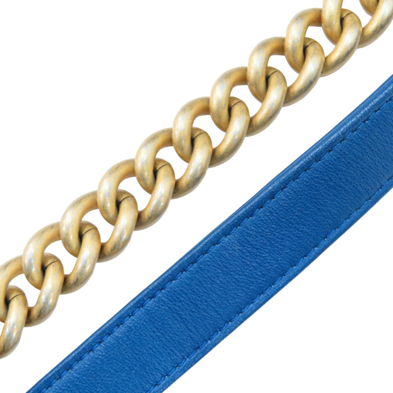 藍色 菱格紋 羊皮 Boy25 金鏈 肩背包【CHANEL 香奈兒】 A67086-16