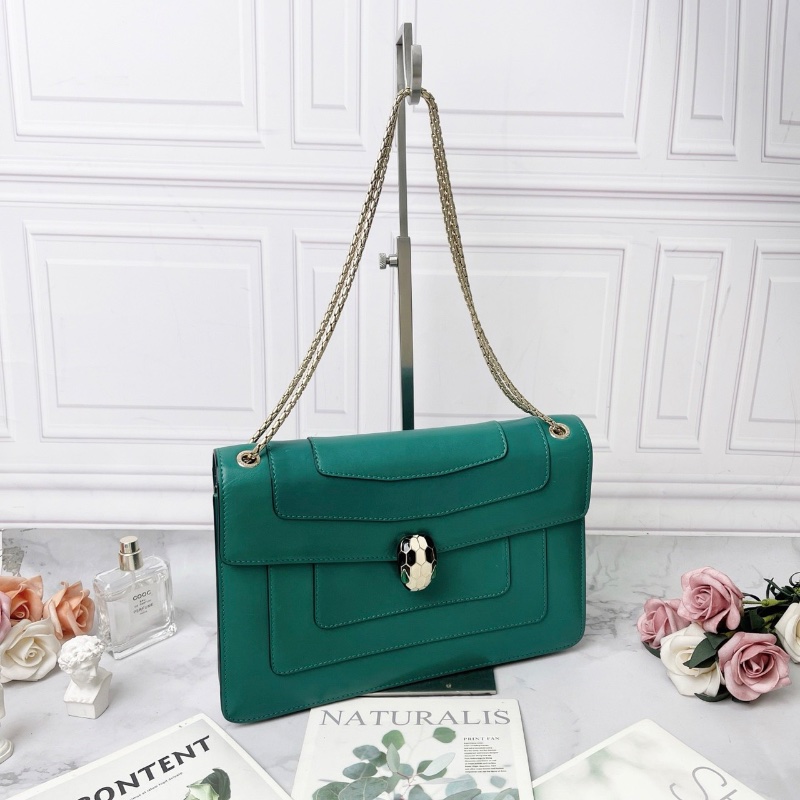 bvlgari 祖母綠大號蛇頭肩背包27*7*18 98新配件塵袋鏡子-2