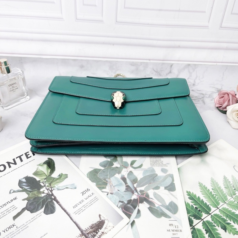 bvlgari 祖母綠大號蛇頭肩背包27*7*18 98新配件塵袋鏡子-3