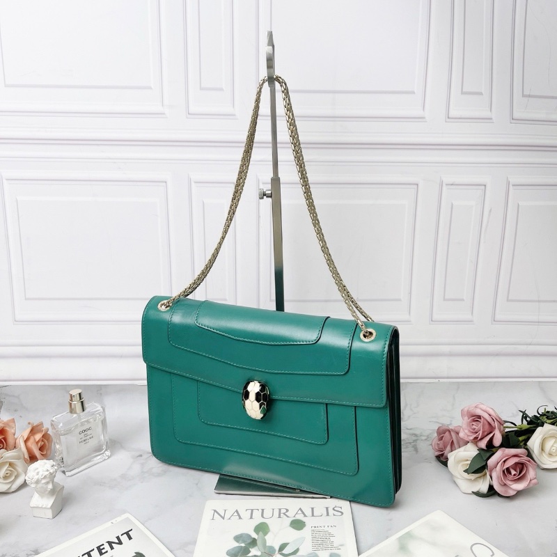 bvlgari 祖母綠大號蛇頭肩背包27*7*18 98新配件塵袋鏡子-4