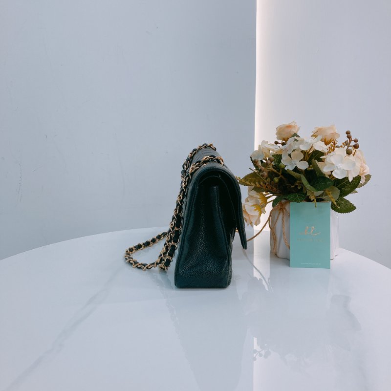 MS0483 Chanel 香奈兒 經典 翻蓋 中號 魚子醬牛皮 荔枝紋 黑金 Classic Flap Medium Caviar Black x GHW-2