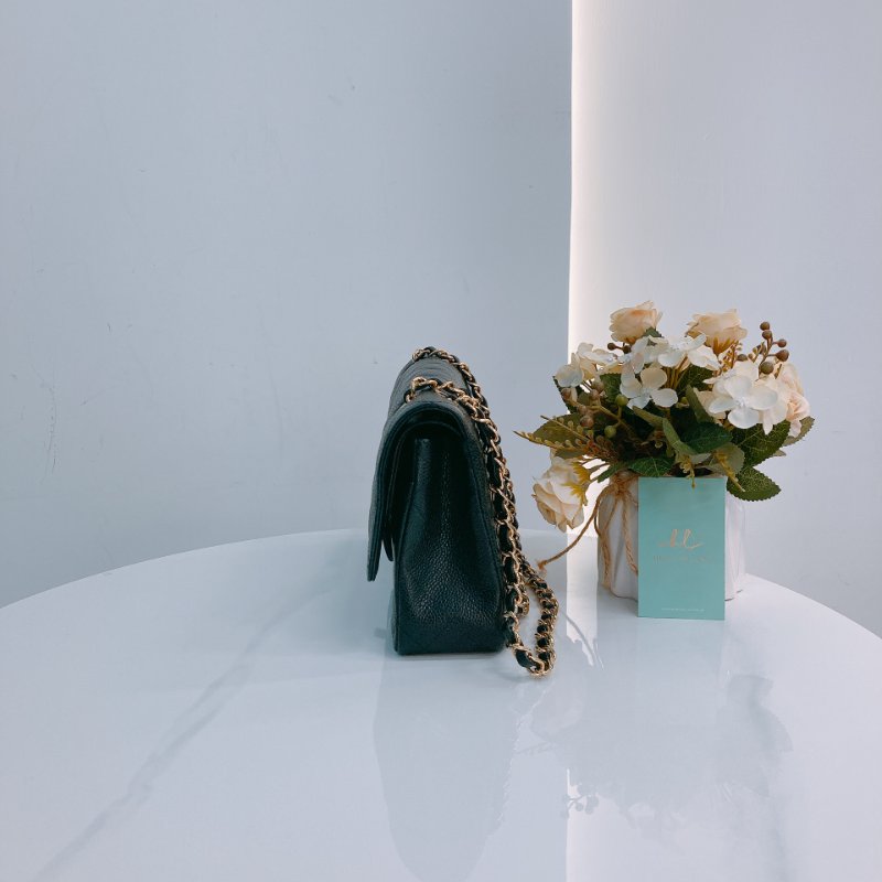 MS0483 Chanel 香奈兒 經典 翻蓋 中號 魚子醬牛皮 荔枝紋 黑金 Classic Flap Medium Caviar Black x GHW-3