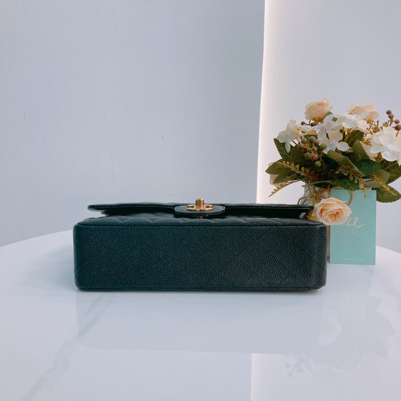 MS0483 Chanel 香奈兒 經典 翻蓋 中號 魚子醬牛皮 荔枝紋 黑金 Classic Flap Medium Caviar Black x GHW-4