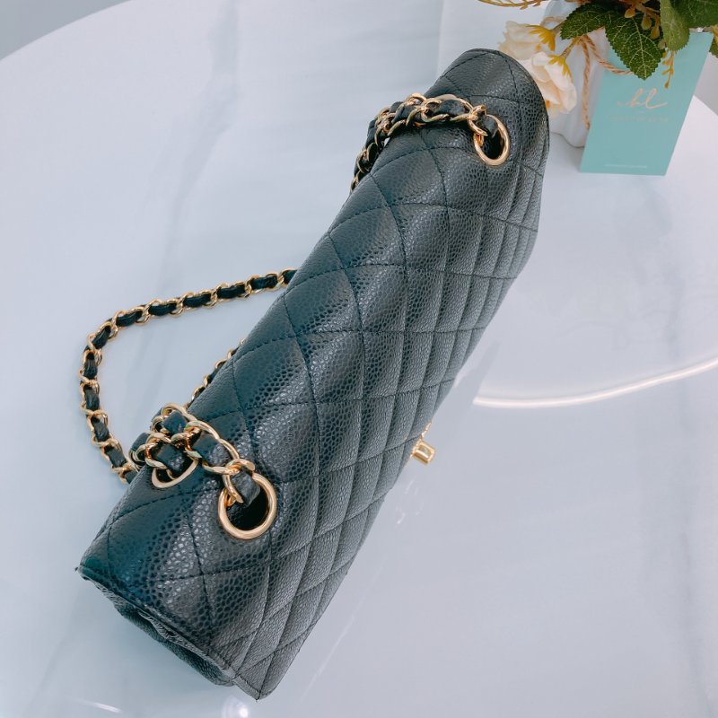 MS0483 Chanel 香奈兒 經典 翻蓋 中號 魚子醬牛皮 荔枝紋 黑金 Classic Flap Medium Caviar Black x GHW-9