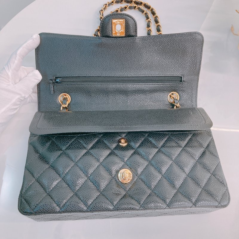 MS0483 Chanel 香奈兒 經典 翻蓋 中號 魚子醬牛皮 荔枝紋 黑金 Classic Flap Medium Caviar Black x GHW-13