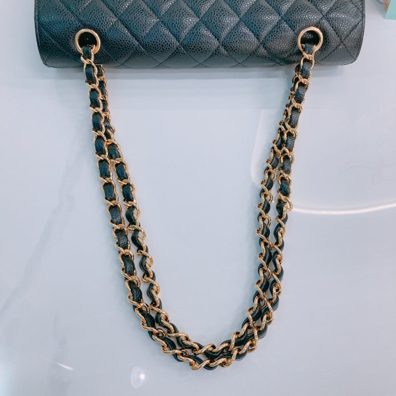 MS0483 Chanel 香奈兒 經典 翻蓋 中號 魚子醬牛皮 荔枝紋 黑金 Classic Flap Medium Caviar Black x GHW-18