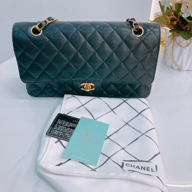 MS0483 Chanel 香奈兒 經典 翻蓋 中號 魚子醬牛皮 荔枝紋 黑金 Classic Flap Medium Caviar Black x GHW-20