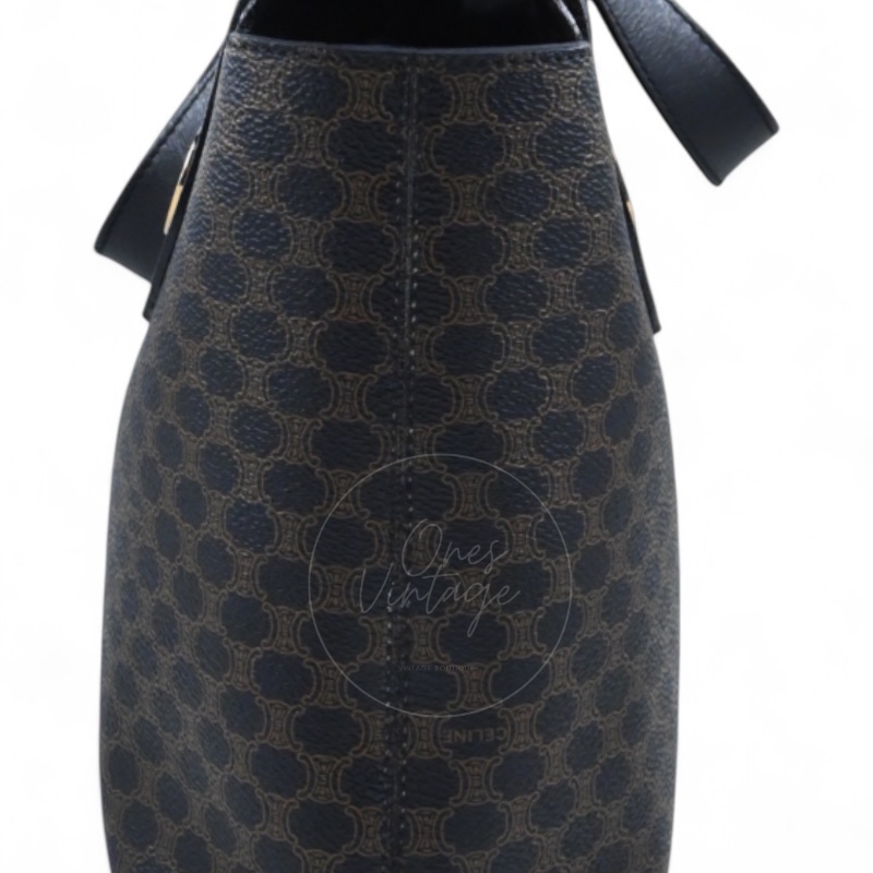 [Pre-owned] Celine Vintage Black Macadam Zipped Hobo Bag-2