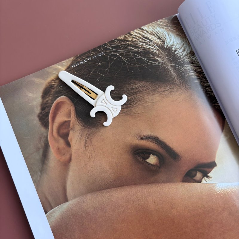 ::CELINE:: Celine金色飾面黃銅及精鋼髮夾3枚套裝 白色-1