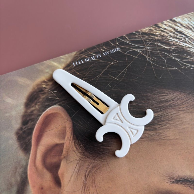 ::CELINE:: Celine金色飾面黃銅及精鋼髮夾3枚套裝 白色-2