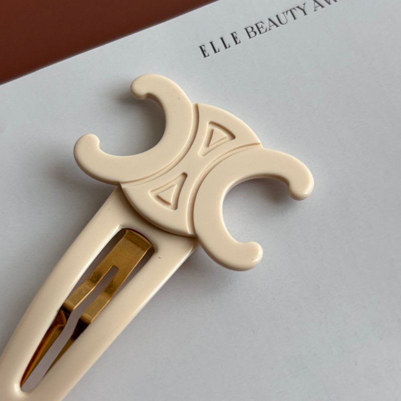 ::CELINE:: Celine金色飾面黃銅及精鋼髮夾3枚套裝 白色-3