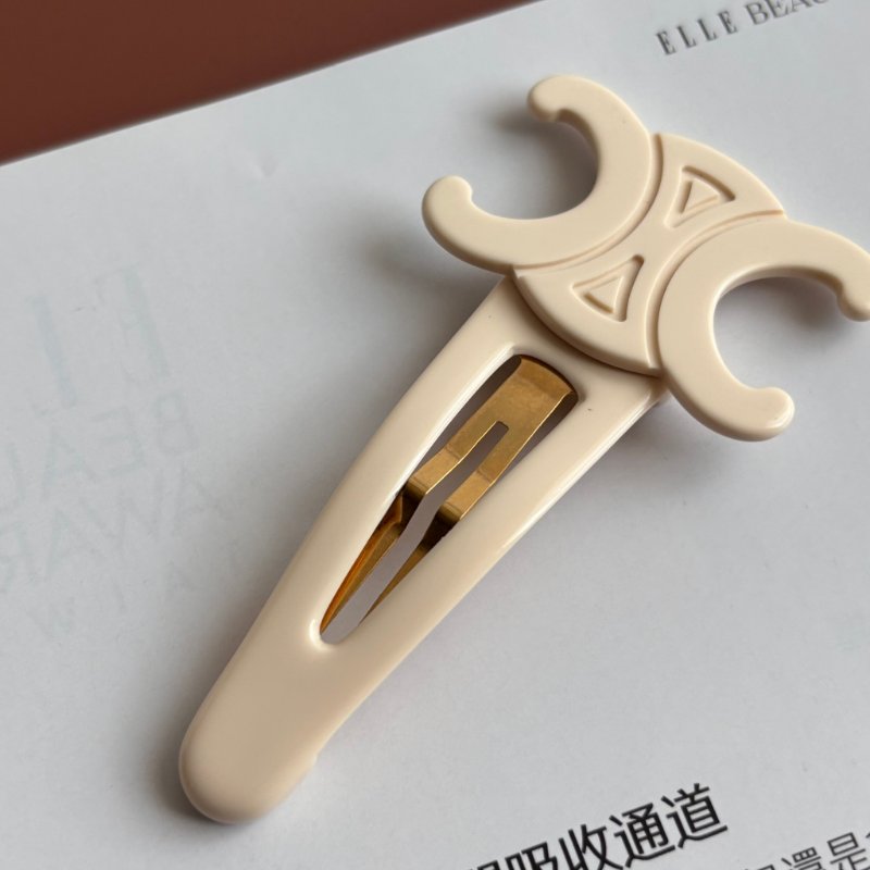 ::CELINE:: Celine金色飾面黃銅及精鋼髮夾3枚套裝 白色-4