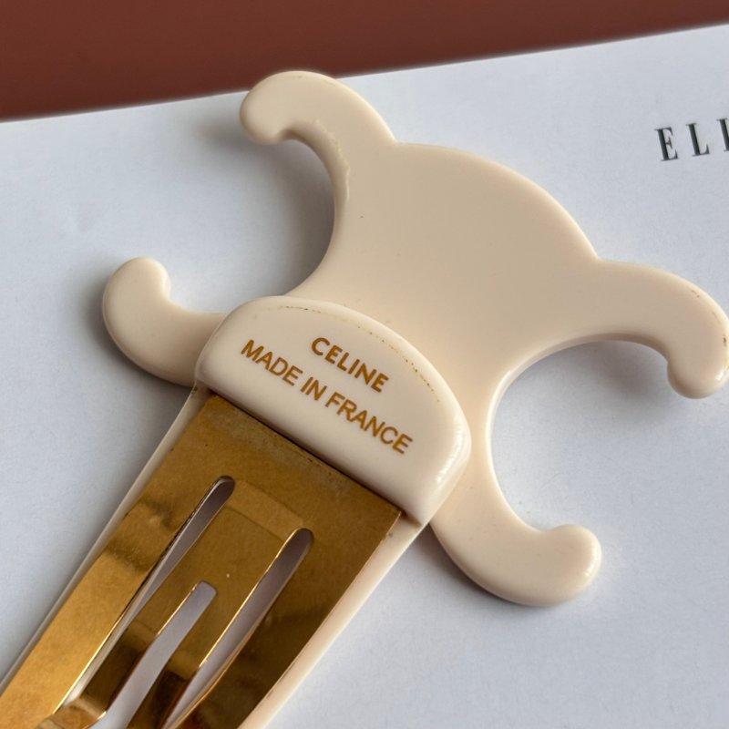 ::CELINE:: Celine金色飾面黃銅及精鋼髮夾3枚套裝 白色-5