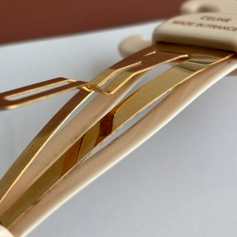 ::CELINE:: Celine金色飾面黃銅及精鋼髮夾3枚套裝 白色-7