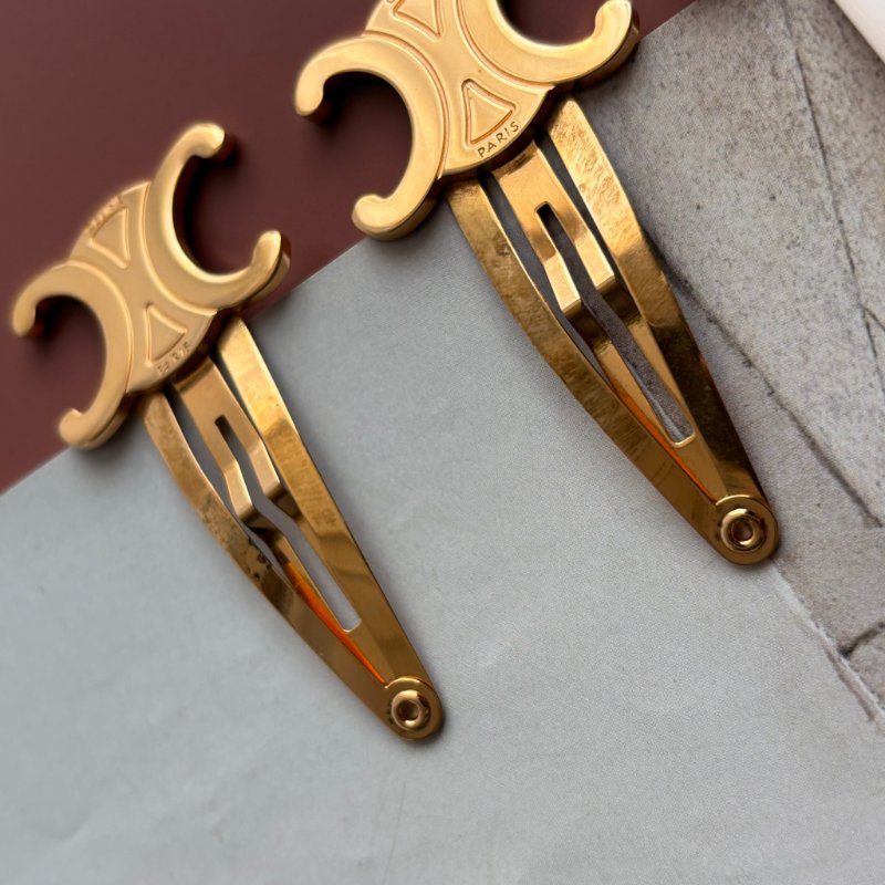 ::CELINE:: Celine金色飾面黃銅及精鋼髮夾3枚套裝 白色-10