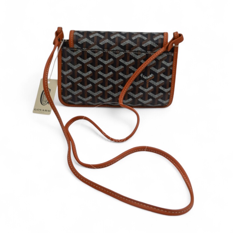 [Unused] Goyard Plumet Pocket Wallet With Strap Black & Tan-4