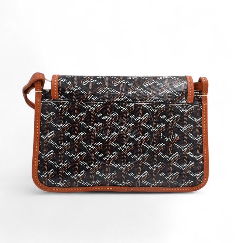[Unused] Goyard Plumet Pocket Wallet With Strap Black & Tan-7