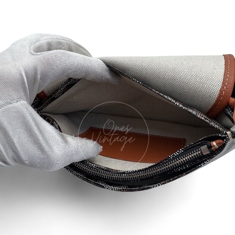 [Unused] Goyard Plumet Pocket Wallet With Strap Black & Tan-11